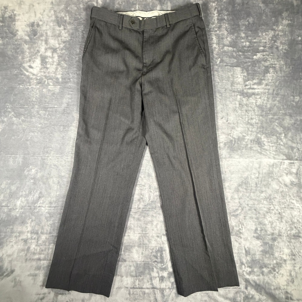 Brooks Brothers Regent Gray Wool Dress Pants Mens 32x29 Flat Front Trousers